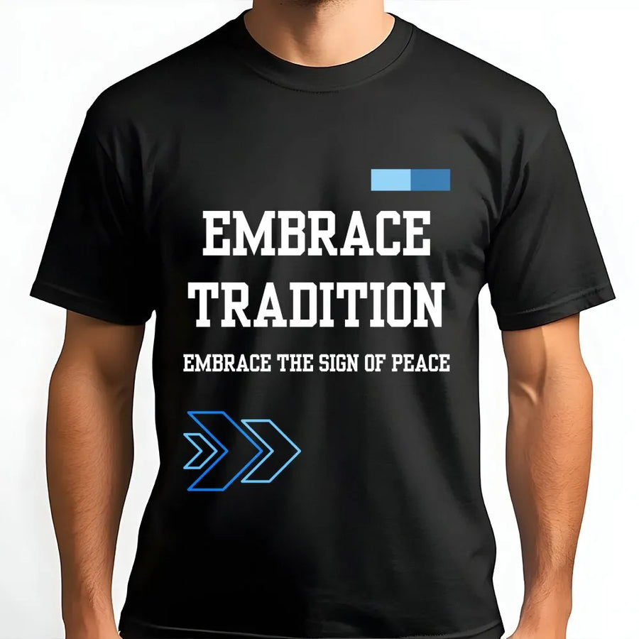 Embrace Tradition T-Shirt | Minimalist Blue Chevron Graphic | Premium Soft Cotton | Inspirational Peace Message Gift for Men and Women