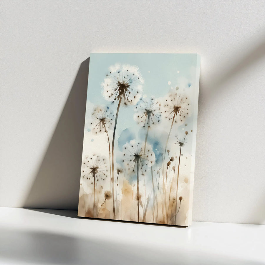 Dandelion Canvas Wall Art | Watercolor Botanical Flower Print | Premium Fade-Resistant Canvas | Modern Minimalist Living Room Decor Gift