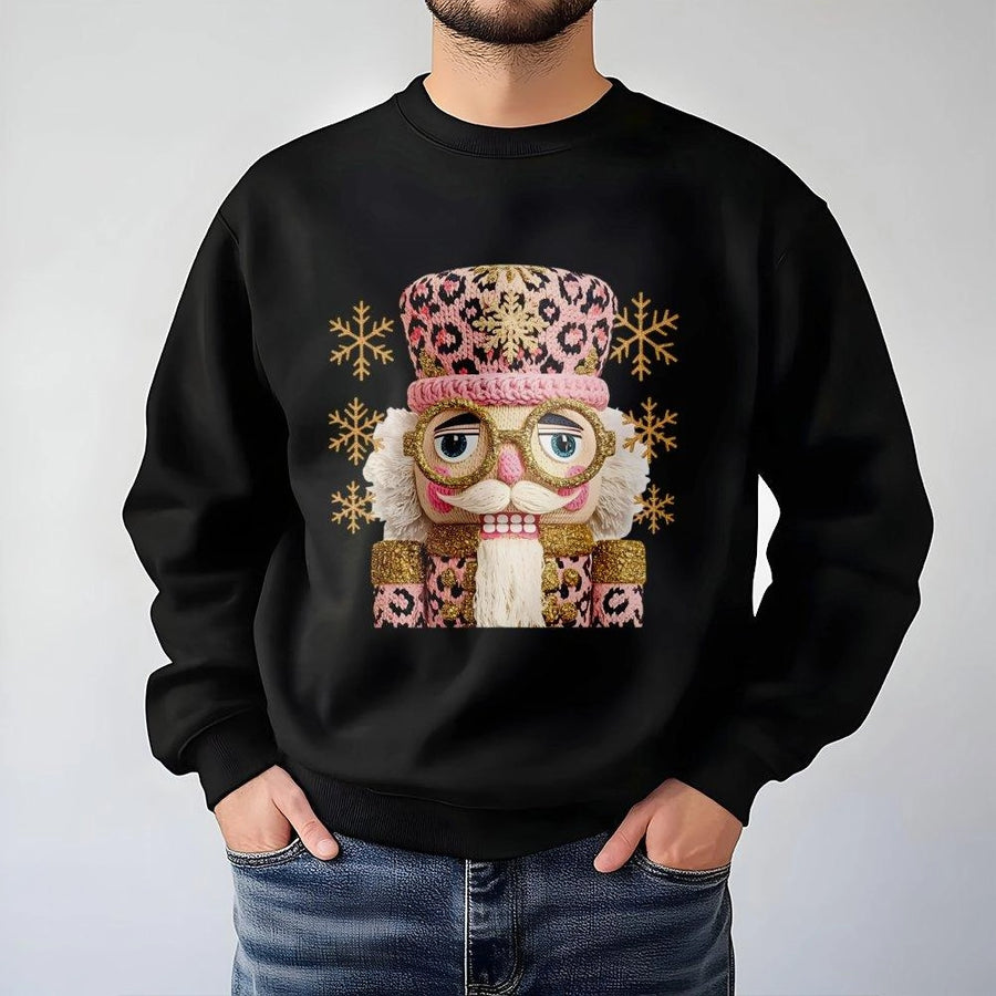 Pink Nutcracker Christmas Sweatshirt | Preppy Aesthetic Crochet Style Graphic | Premium Cotton Blend | Holiday Gift For Her