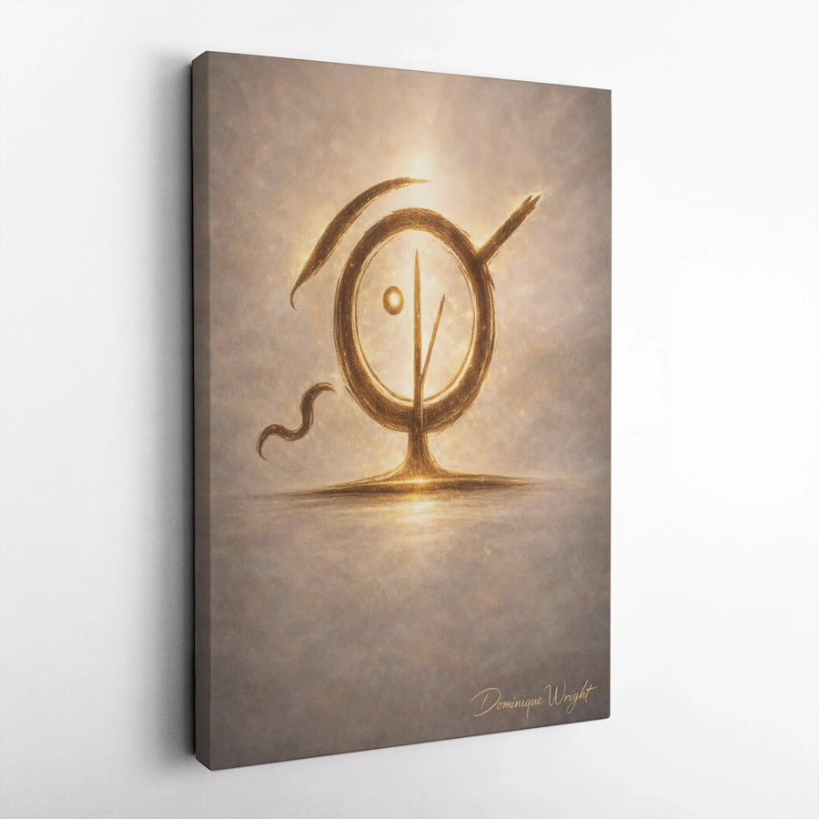 Mystical Symbol Canvas Art | Glowing Golden Abstract Wall Decor | Premium Gallery-Wrapped Print | Spiritual Home Office Aesthetic Gift