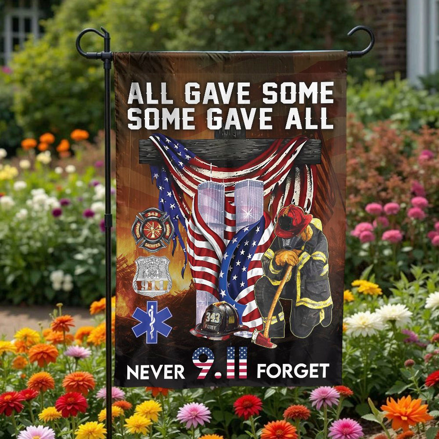 9/11 Never Forget Garden Flag | Firefighter Memorial Tribute | Premium Weather-Resistant Polyester | Patriotic Yard Decor Gift