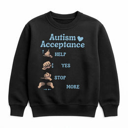 Autism Acceptance Sweatshirt | ASL Hand Signs Communication Chart | Premium Cotton Tee | Gift for SPED Teacher & Neurodiversity Advocate