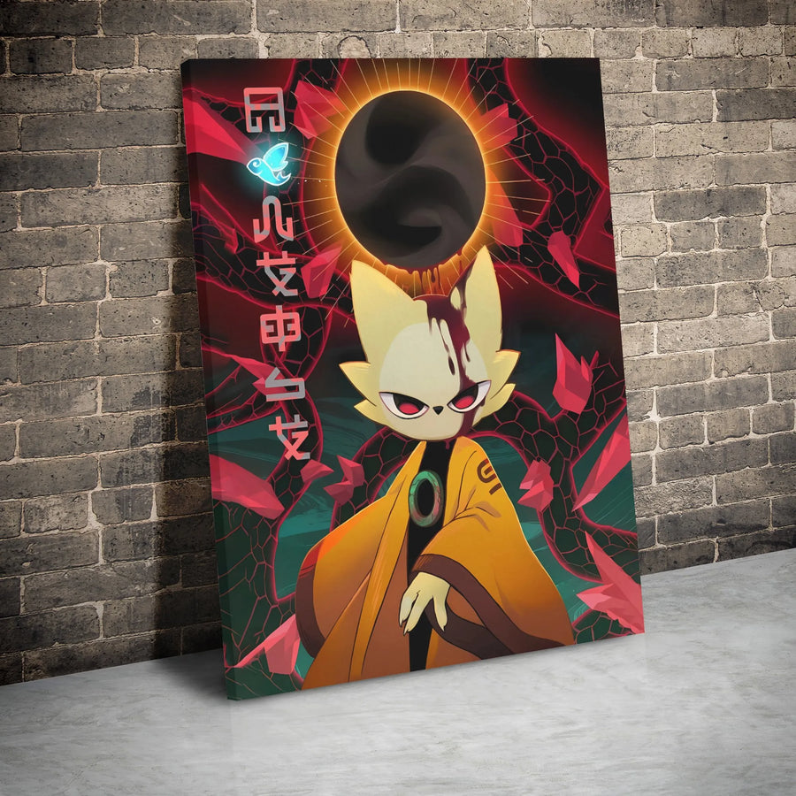 Anime Fox Spirit Wall Art | Dark Eclipse Aesthetic Canvas Print | 1.25-Inch Gallery Wrap | Premium Decor Gift for Otaku Gamers