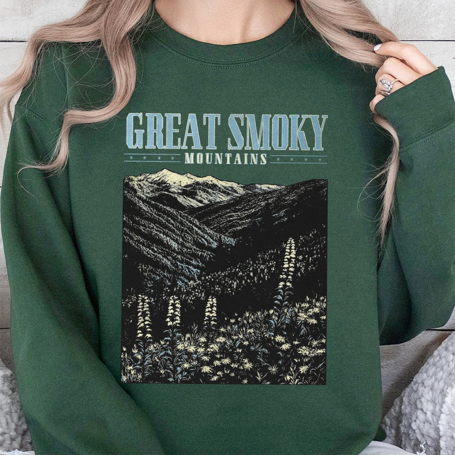 Great Smoky Mountains Sweatshirt | Vintage National Park Graphic | Premium Cotton Blend Crewneck | Gift For Nature Lovers And Hikers