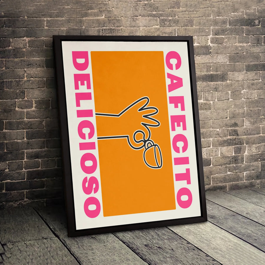 Delicioso Cafecito Wall Art | Minimalist Coffee Lover Print | Premium Gallery Wrap Canvas | Kitchen Decor Gift for Coffee Addicts