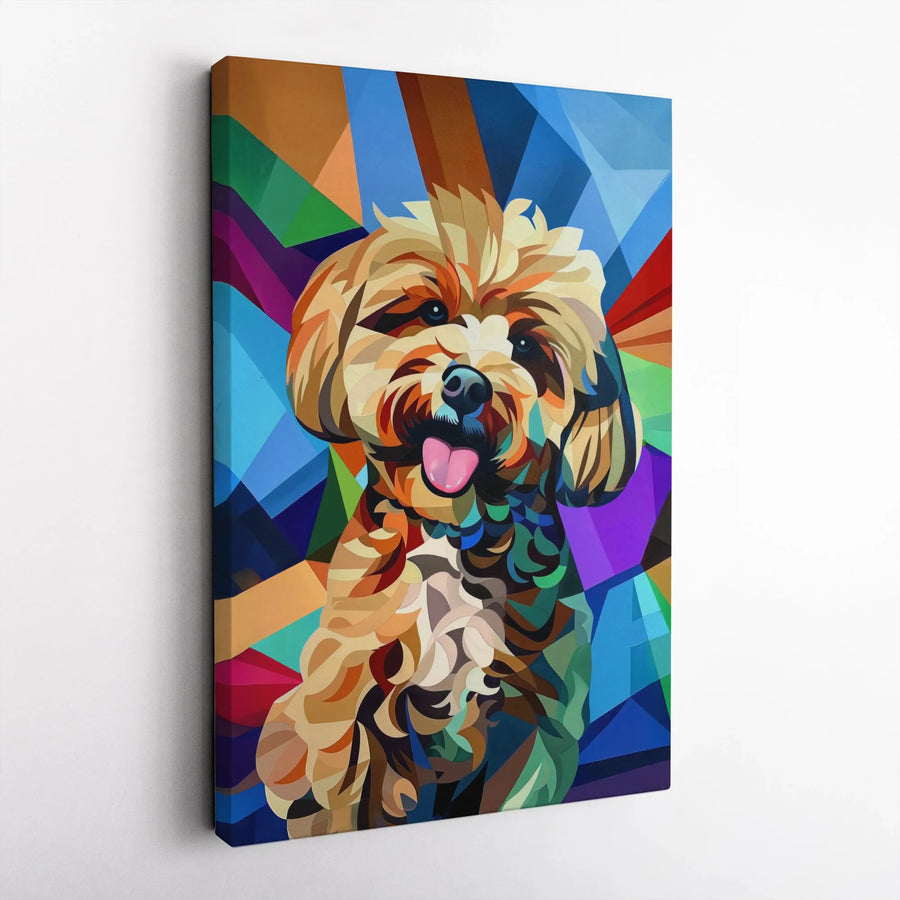 Colorful Geometric Dog Canvas Wall Art | Pop Art Puppy Portrait | Premium Gallery Wrap Print | Modern Home Decor Gift for Dog Lovers