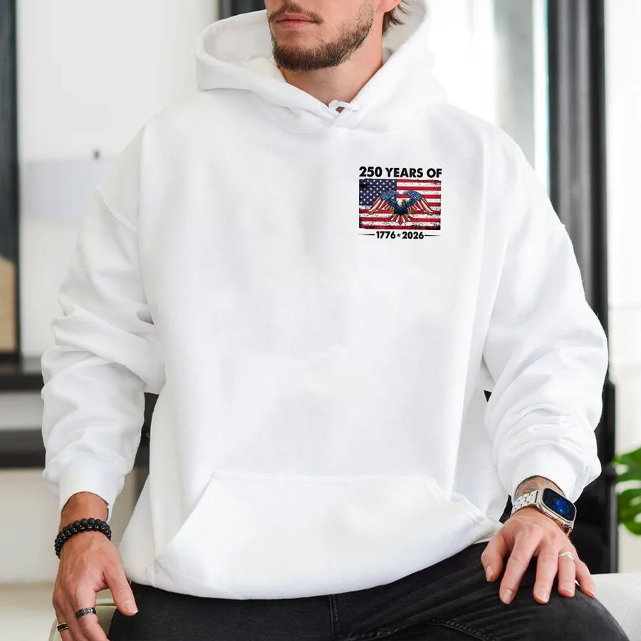 250th Anniversary USA Hoodie | Semiquincentennial 1776-2026 American Flag Eagle | Soft Cotton Blend | Patriotic Independence Day Gift