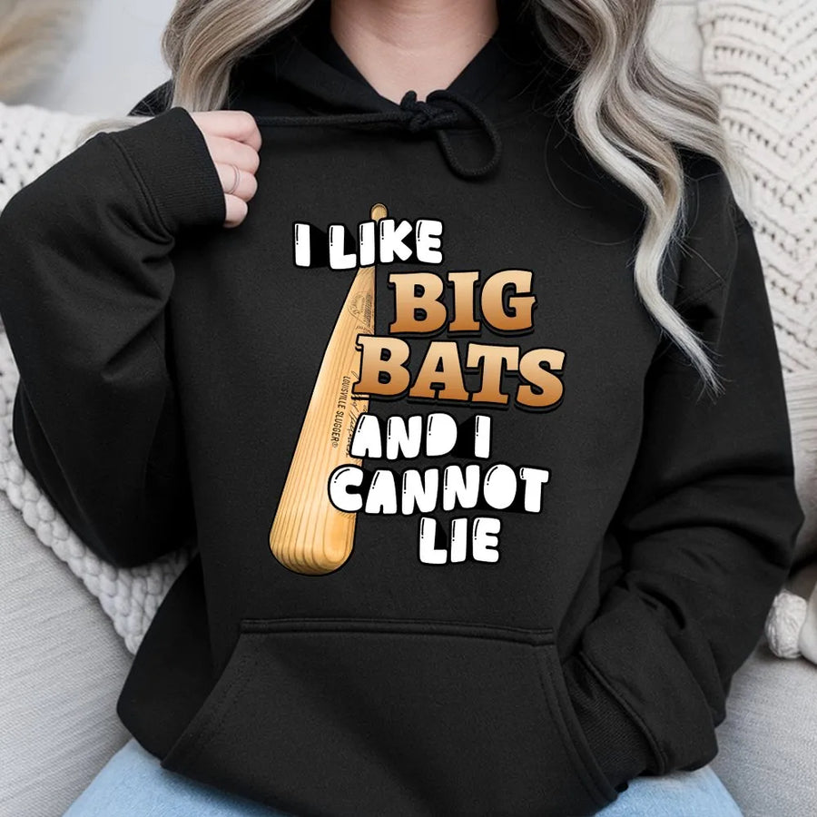 Funny Baseball Hoodie | 'I Like Big Bats And I Cannot Lie' Graphic | Premium Cotton Tee | Gift for Baseball Mom, Player or Fan