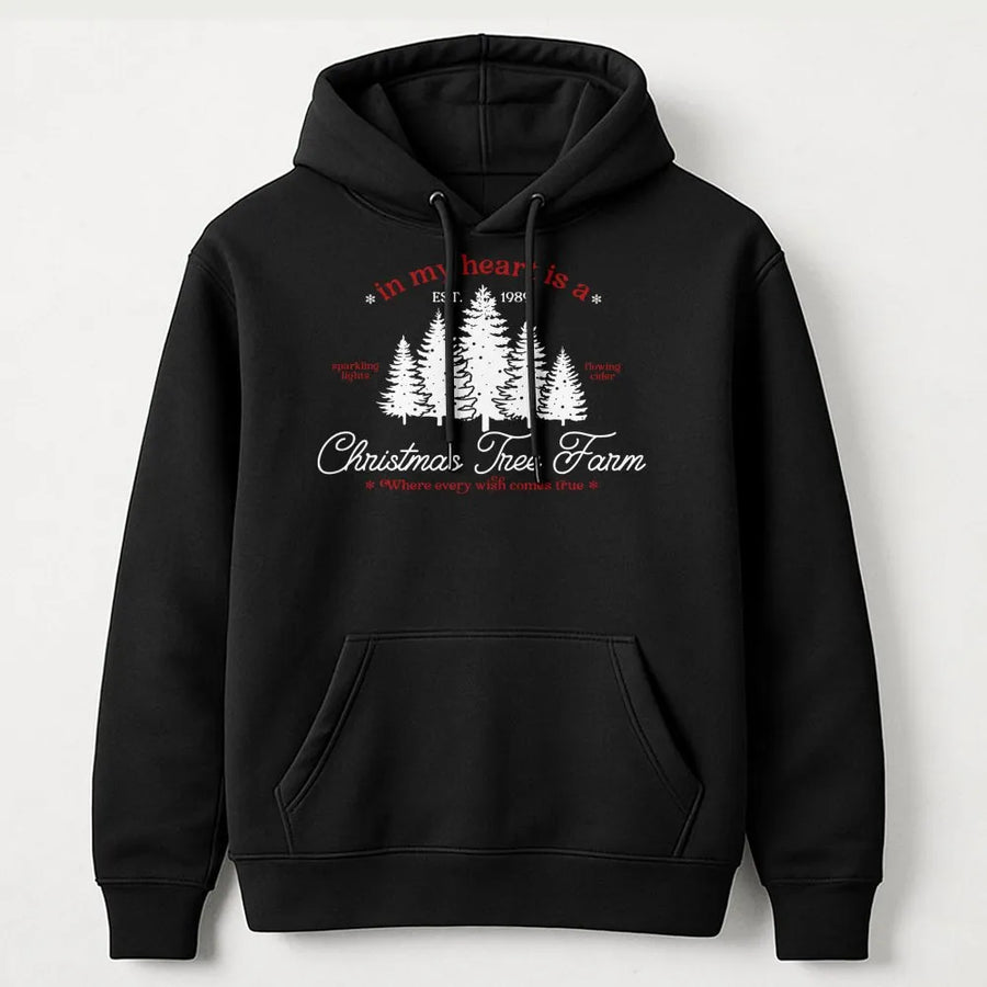 Christmas Tree Farm Hoodie | In My Heart Est 1989 Graphic | Premium Cotton Blend | Holiday Gift for Women and Men