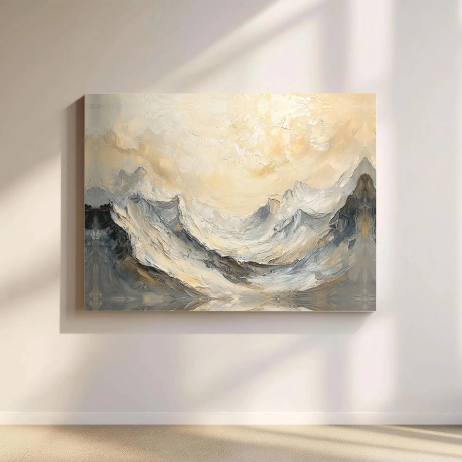 Abstract Mountain Canvas Wall Art | Textured Impasto Effect Print | Premium Gallery Wrapped Canvas | Modern Living Room & Office Decor