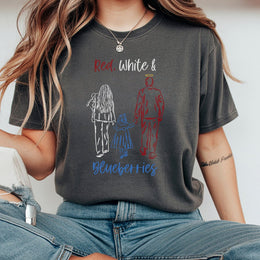 Red White And Blueberries T-Shirt | Patriotic Family Sketch Design | Premium 100% Cotton | Memorial Day Gift For Parents