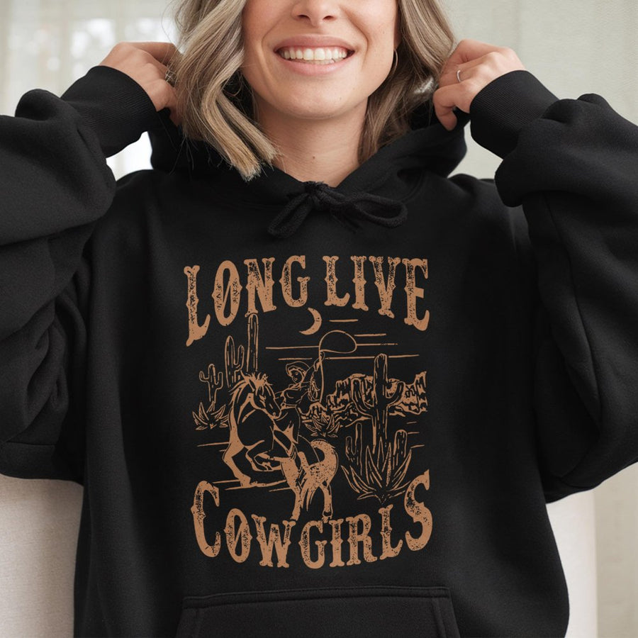 Long Live Cowgirls Hoodie | Vintage Western Graphic Sweatshirt | Premium Cotton-Blend | Country Concert Aesthetic Gift for Her