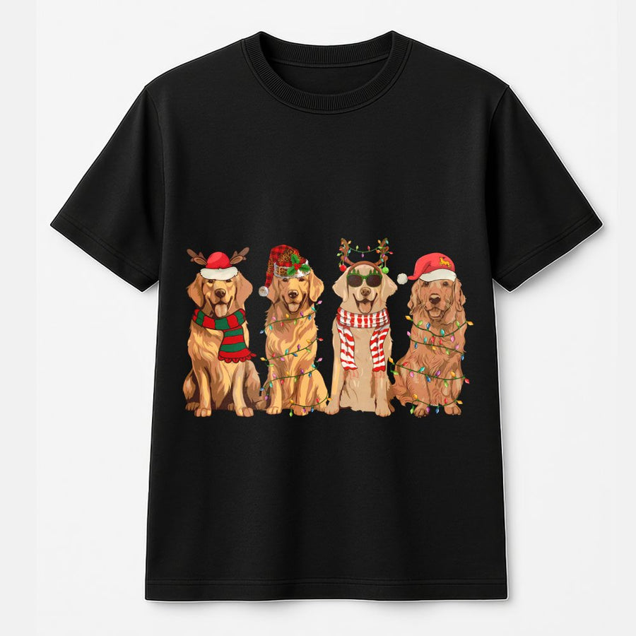 Golden Retriever Christmas T-Shirt | Festive Dog Mom Apparel | 100% Cotton Premium Comfort | Cute Holiday Gift for Pet Lovers