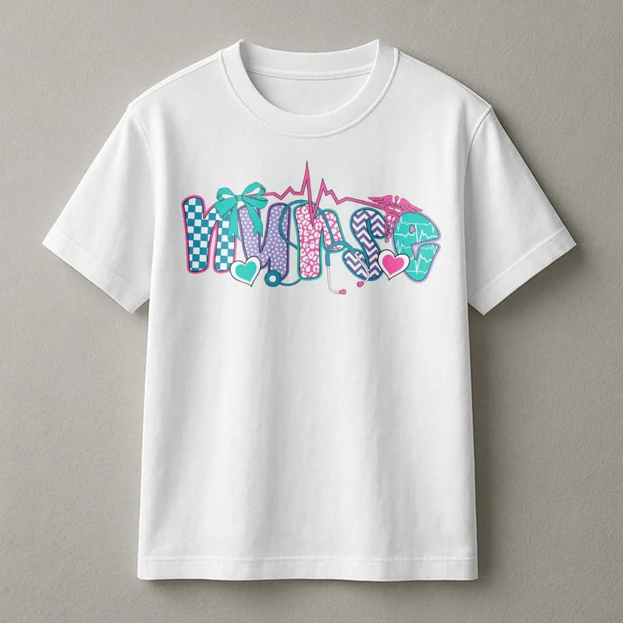Nurse T-Shirt | Coquette Aesthetic Bow & Stethoscope Design | 100% Cotton Premium Comfort | Trendy Nursing Student Gift For RN CNA LPN