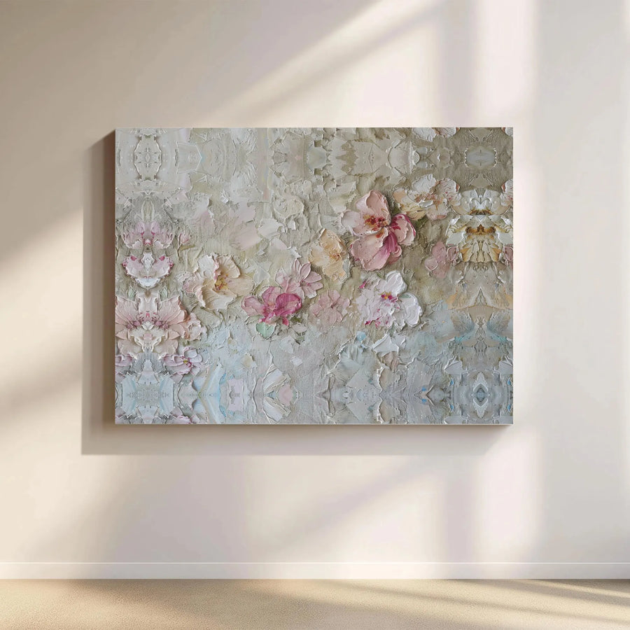 Textured Floral Canvas Wall Art | 3D Botanical Painting Print | Premium Gallery Wrapped Canvas | Modern Farmhouse Living Room Decor Gift