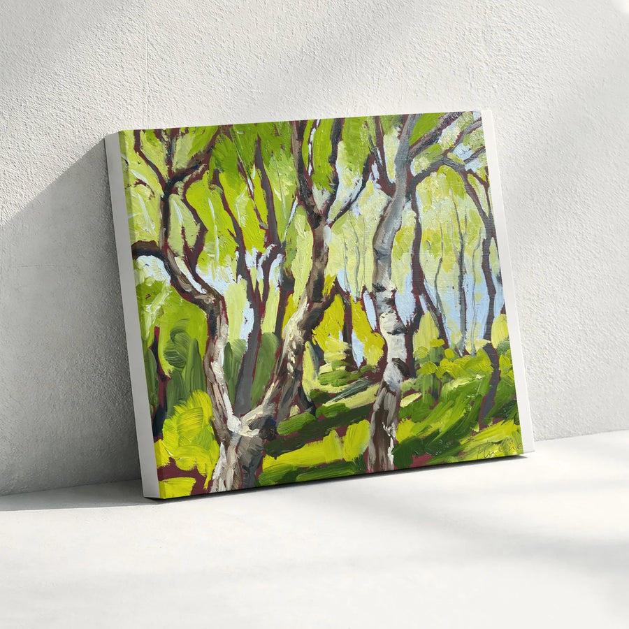Poplar Forest Canvas Art | Vibrant Spring Landscape Painting Print | Premium Gallery Wrapped Canvas | Modern Living Room Wall Decor