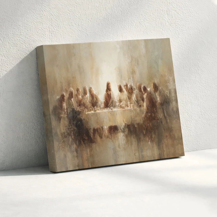 The Last Supper Canvas Wall Art | Impressionistic Jesus Christ Painting | Gallery Wrapped Premium Print | Religious Home Decor Gift