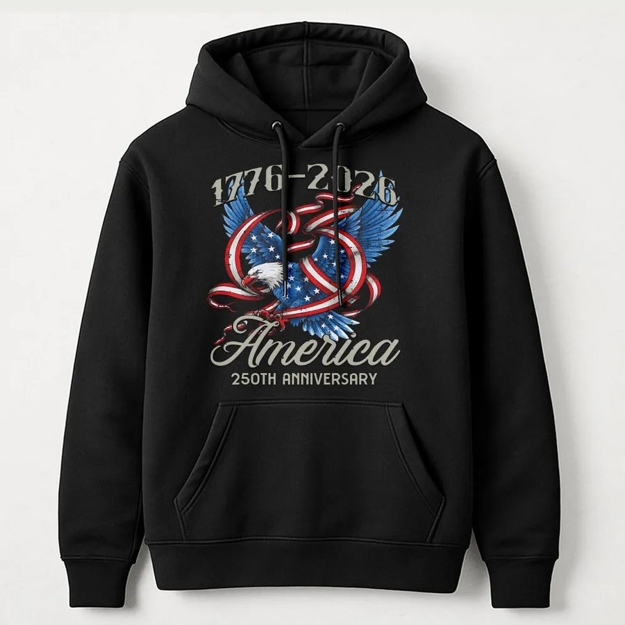 America 250th Anniversary Hoodie | Patriotic Eagle & Flag Design 1776-2026 | Soft Cotton Blend | Collector's Gift for Men & Women