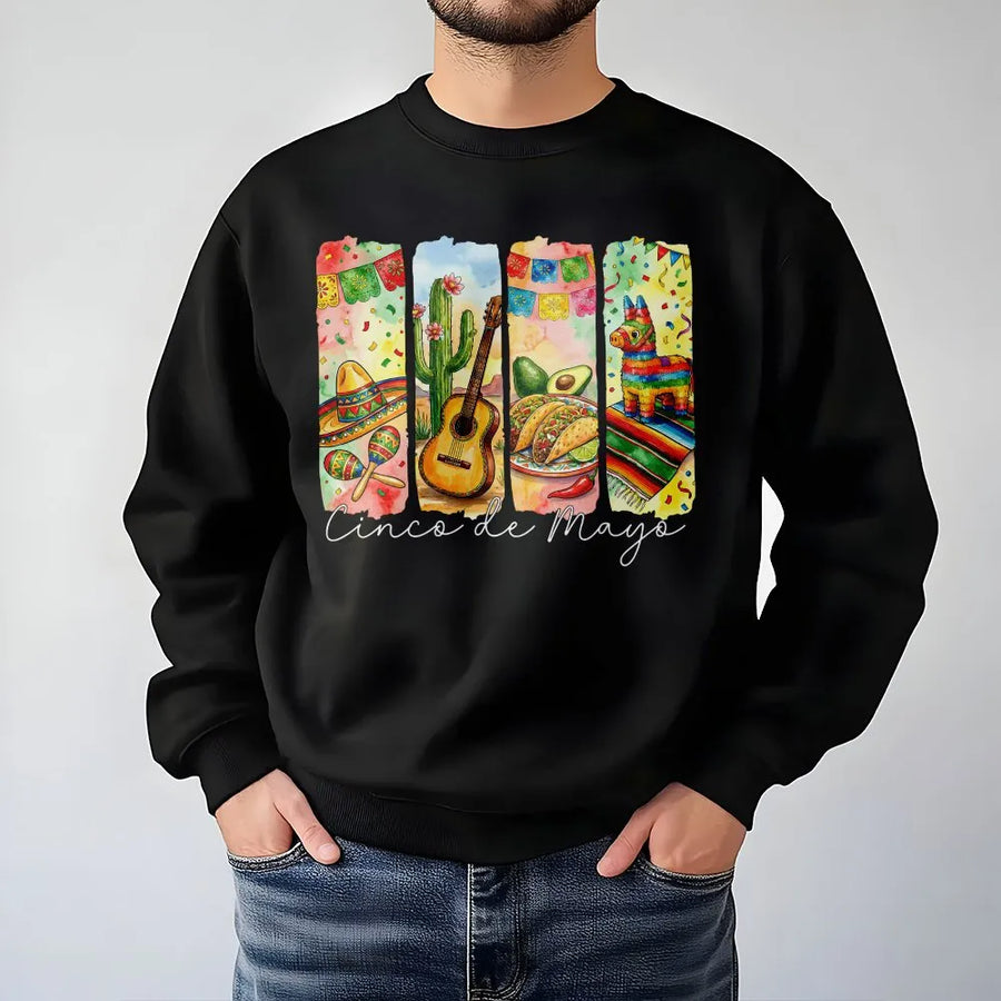Cinco De Mayo Sweatshirt | Watercolor Mexican Fiesta Graphic | Premium Soft Unisex Pullover | Party Gift for Men & Women