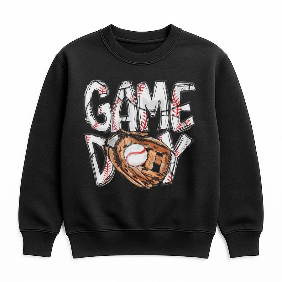 Game Day Baseball Sweatshirt | Sketch Style Baseball Stitch Graphic | Soft Cotton Unisex Tee | Gift for Baseball Mom and Sports Fans