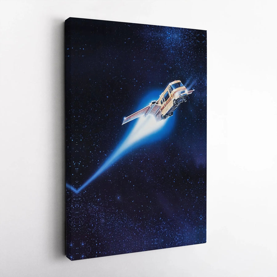 Space RV Flying Spaceship Canvas Art | Retro Sci-Fi Comedy Movie Poster | Premium 1.25 Inch Gallery Wrap | Unique Gift for 80s Cinema Fans