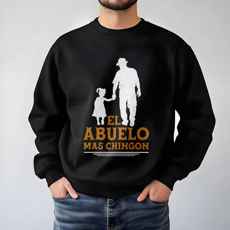 El Abuelo Mas Chingon Sweatshirt | Grandpa Silhouette Graphic Design | Soft Cotton Blend Crewneck | Funny Spanish Father's Day 2026 Gift for Grandpa