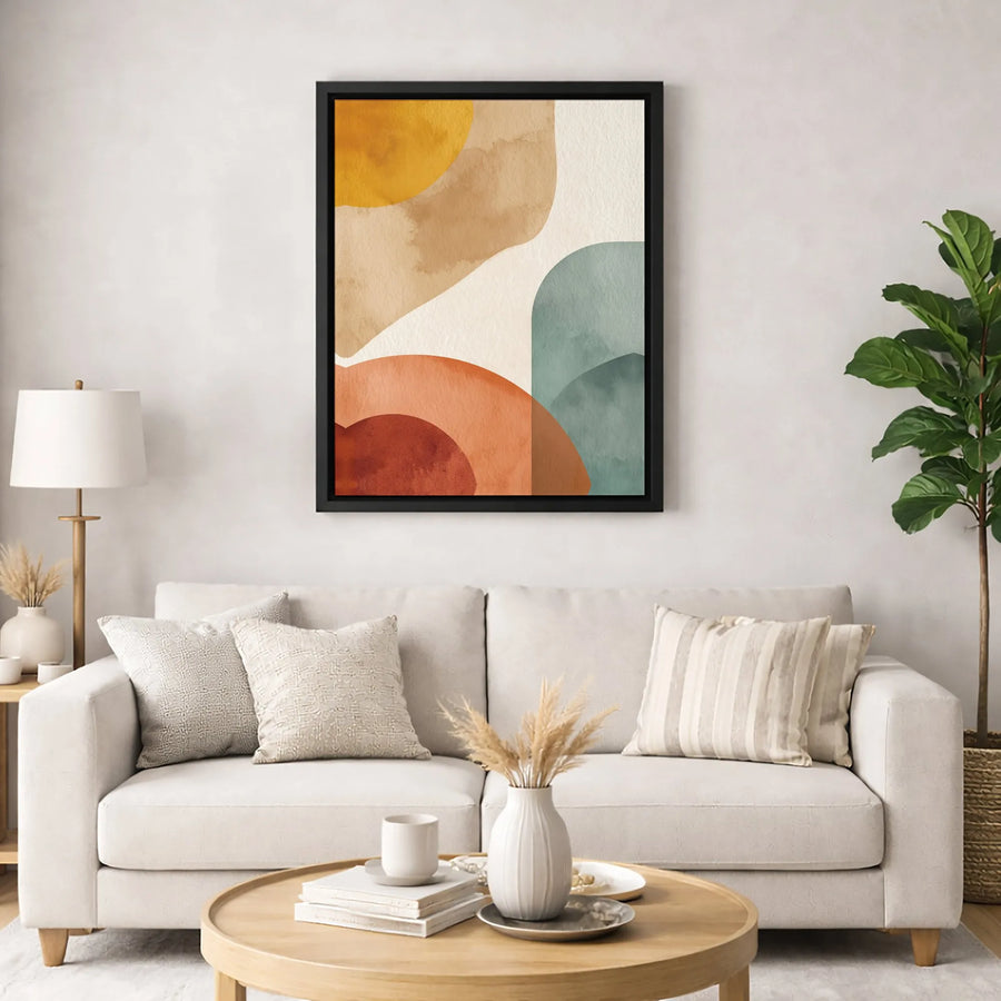 Abstract Boho Wall Art | Earth Tone Watercolor Shapes Print | Premium 1.25" Gallery Wrapped Canvas | Modern Home & Office Decor