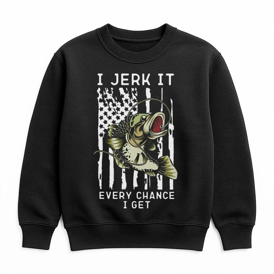 Fishing Sweatshirt | Funny Bass Fishing American Flag Graphic | Premium Cotton Blend | Gift for Fishermen & Outdoorsmen