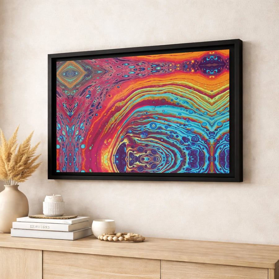 Abstract Fluid Art Canvas | Colorful Psychedelic Symmetry Print | Premium 1.25-Inch Gallery Wrap | Modern Home Office Decor