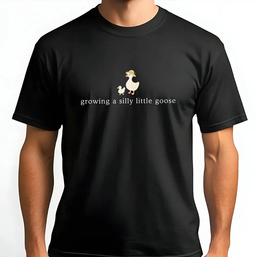 Silly Goose Pregnancy Announcement T-Shirt | Cute Mama Goose & Gosling Graphic | Soft 100% Cotton | Unique Baby Shower Gift for Expecting Mom