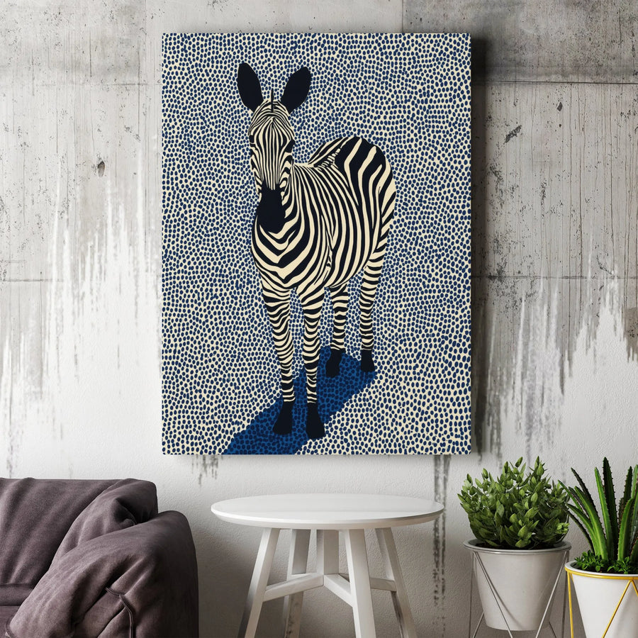Zebra Canvas Wall Art | Modern Graphic Print with Dotted Pattern | Premium Thick Gallery Wrap | Living Room & Office Decor Gift