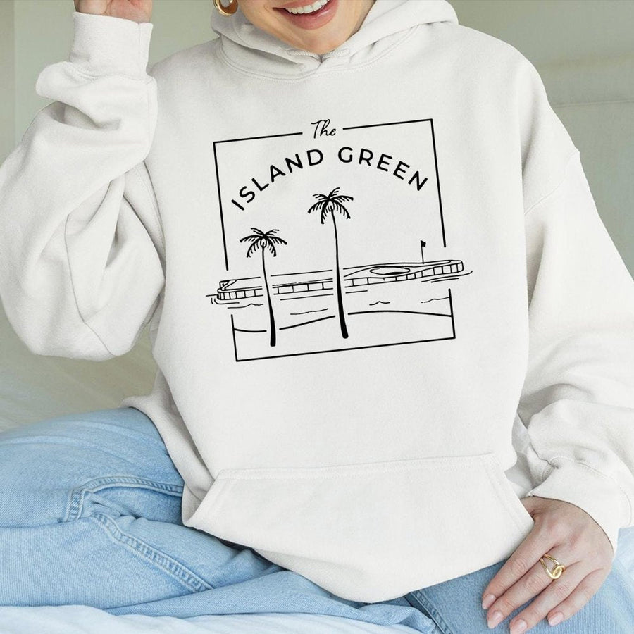 Island Green Golf Hoodie | Minimalist Palm Tree Line Art | Premium Cotton Blend | Gift For Golfers And Sports Fans