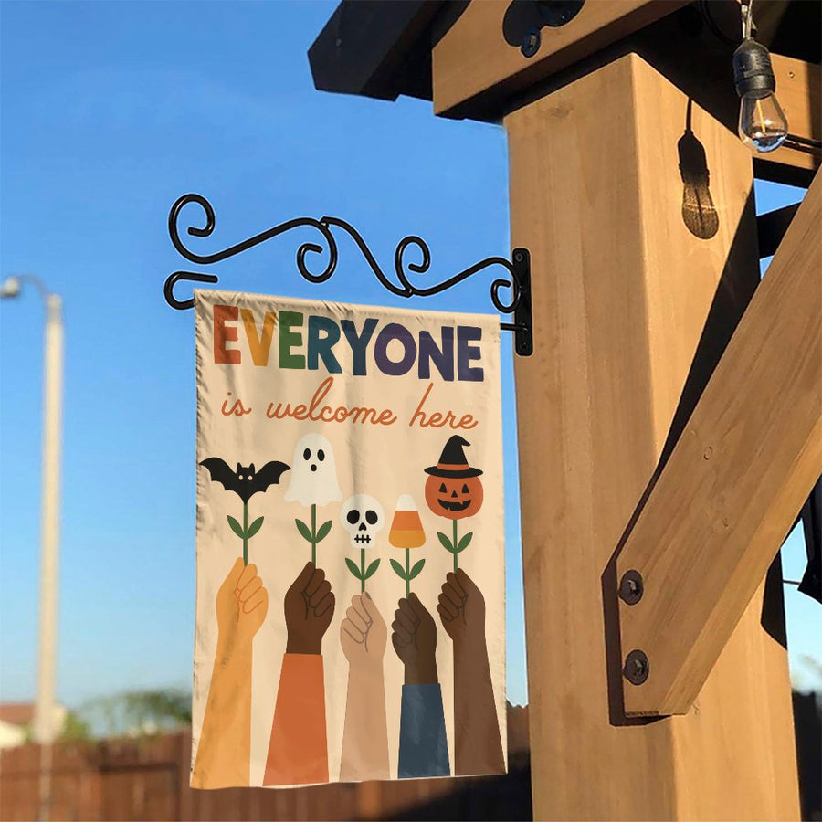 Everyone Is Welcome Garden Flag | Halloween Diversity Inclusion Yard Decor | Durable Polyester Outdoor Garden Banner | Inclusive Holiday Gift
