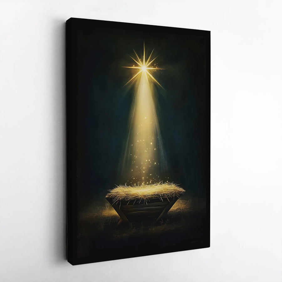 Nativity Manger Canvas Wall Art | Star Of Bethlehem Holy Light Design | Premium 1.25" Gallery Wrap | Religious Christmas Home Decor Gift