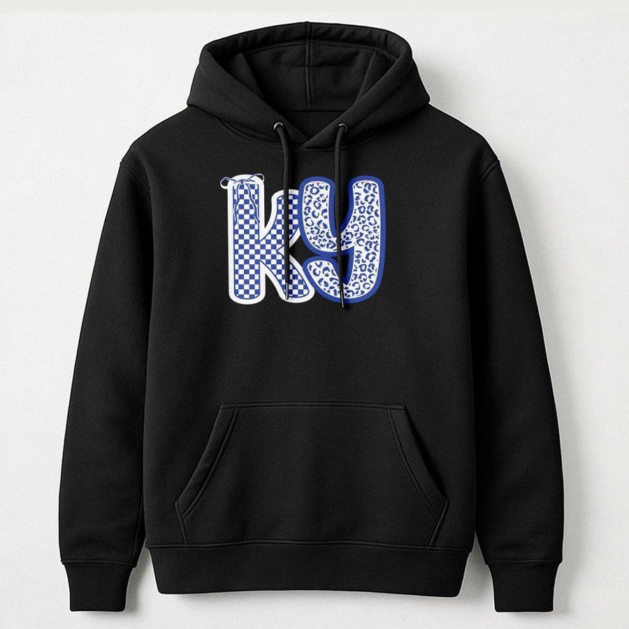 Kentucky Hoodie | Leopard Checkerboard KY State Graphic | Premium Cotton Blend Sweatshirt | Cute Trendy Gift for Kentucky Women