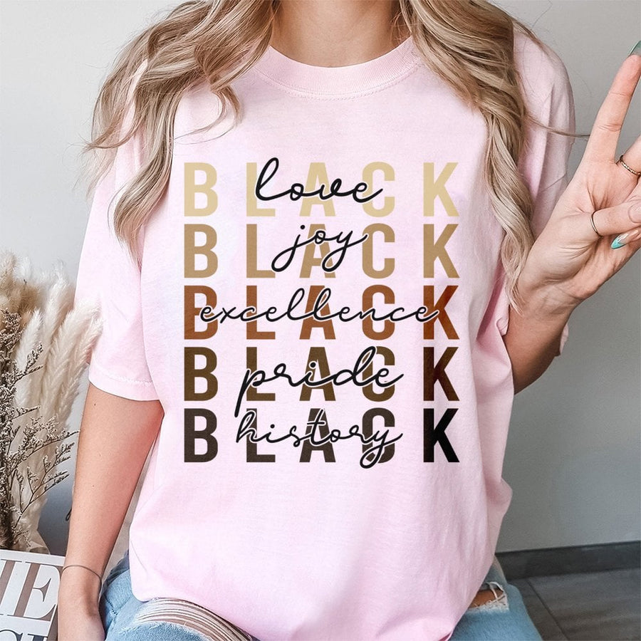 Black History Month T-Shirt | Black Excellence Pride Joy Love Design | 100% Premium Cotton Unisex Tee | Gift for African American Heritage Month