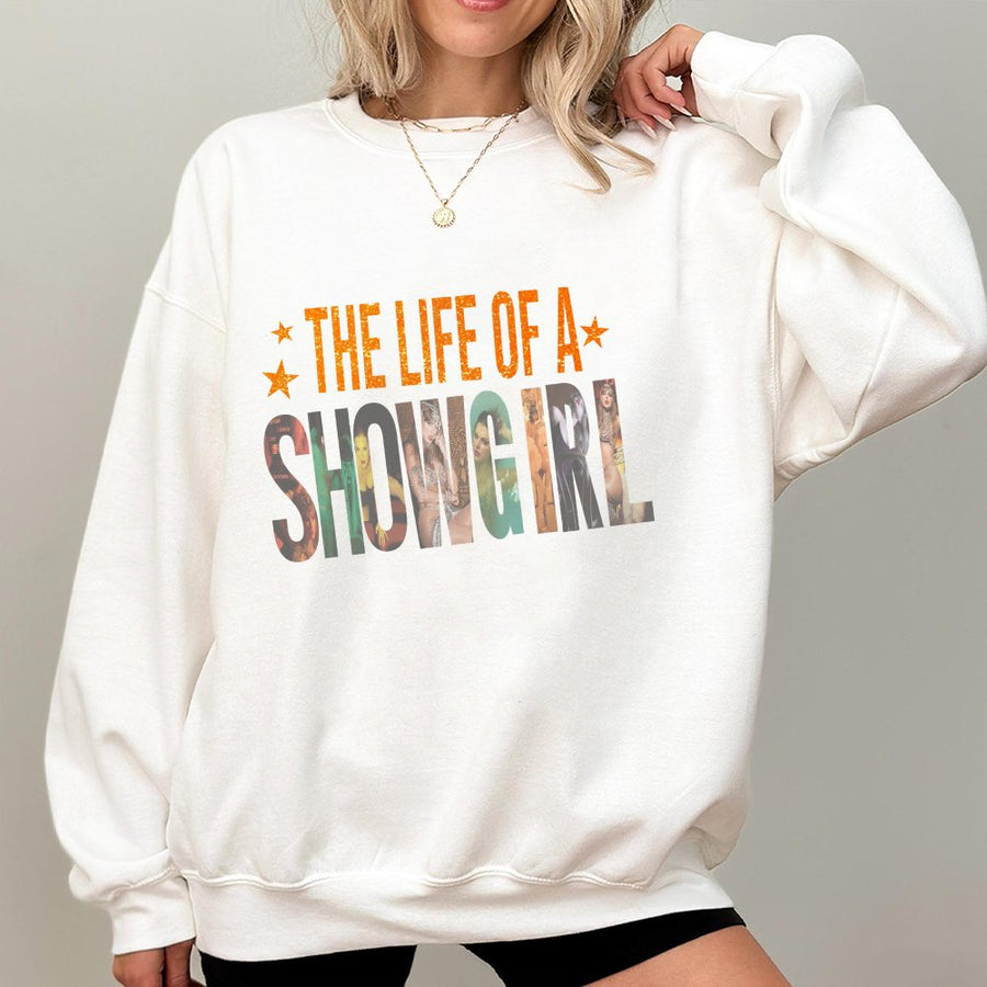 Showgirl Life Sweatshirt | Retro Las Vegas Performer Graphic | Premium Cotton Blend | Gift For Dancer And Theater Lover