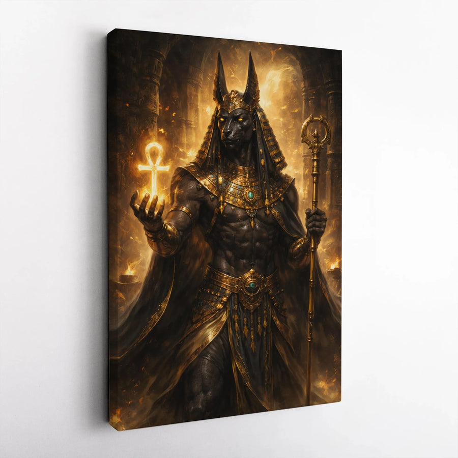 Anubis Canvas Wall Art | Egyptian God of Afterlife Print | Premium Thick Gallery Canvas | Mythology Home Decor Collector's Gift