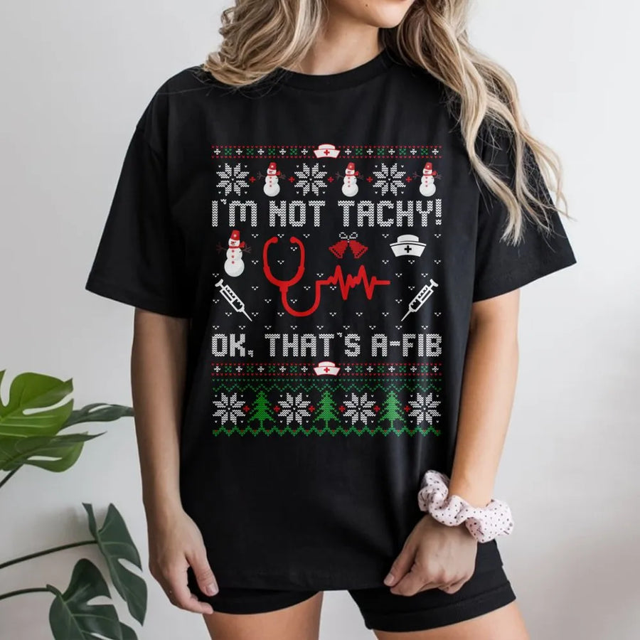 Nurse Christmas T-Shirt | Funny Medical Pun Ugly Sweater Design | Premium Cotton Graphic Tee | Gift for Nurses & Doctors