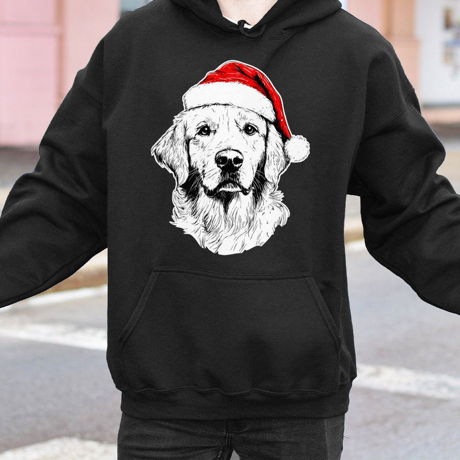 Golden Retriever Christmas Hoodie | Santa Hat Dog Graphic | Premium Cotton-Blend Sweatshirt | Funny Holiday Pet Lover Gift