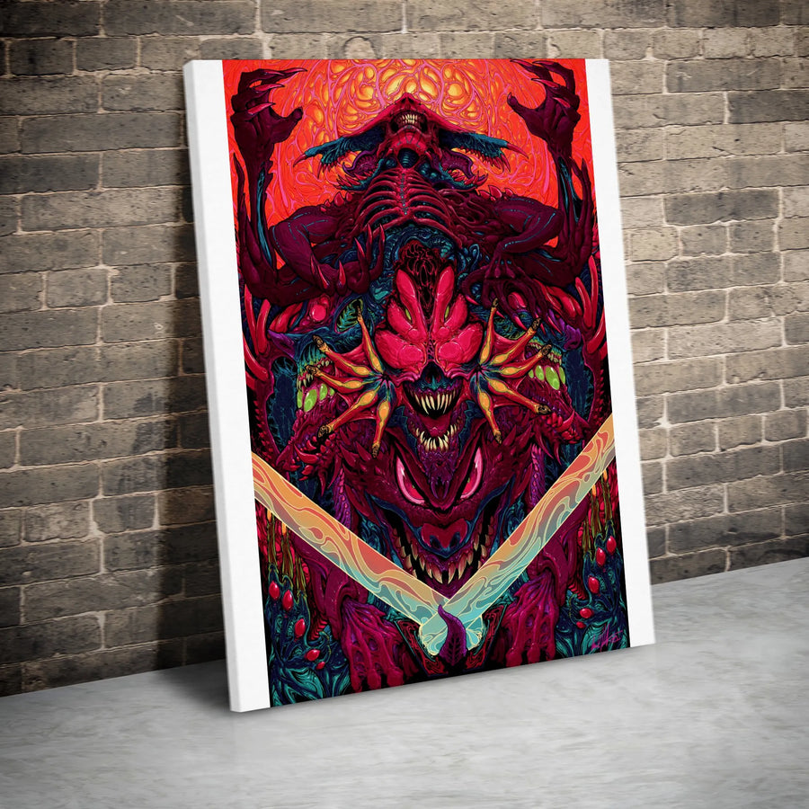 Cosmic Horror Monster Canvas Art | Psychedelic Demon Illustration | Premium Fade-Resistant Print | Collector's Gift for Horror Fans