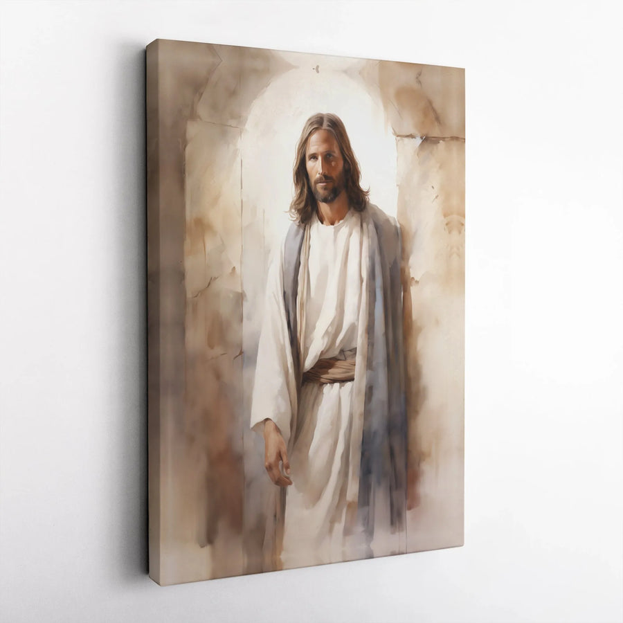 Jesus Christ Canvas Wall Art | Watercolor Portrait of Jesus | Premium Gallery-Style Canvas | Christian Home Decor Spiritual Gift