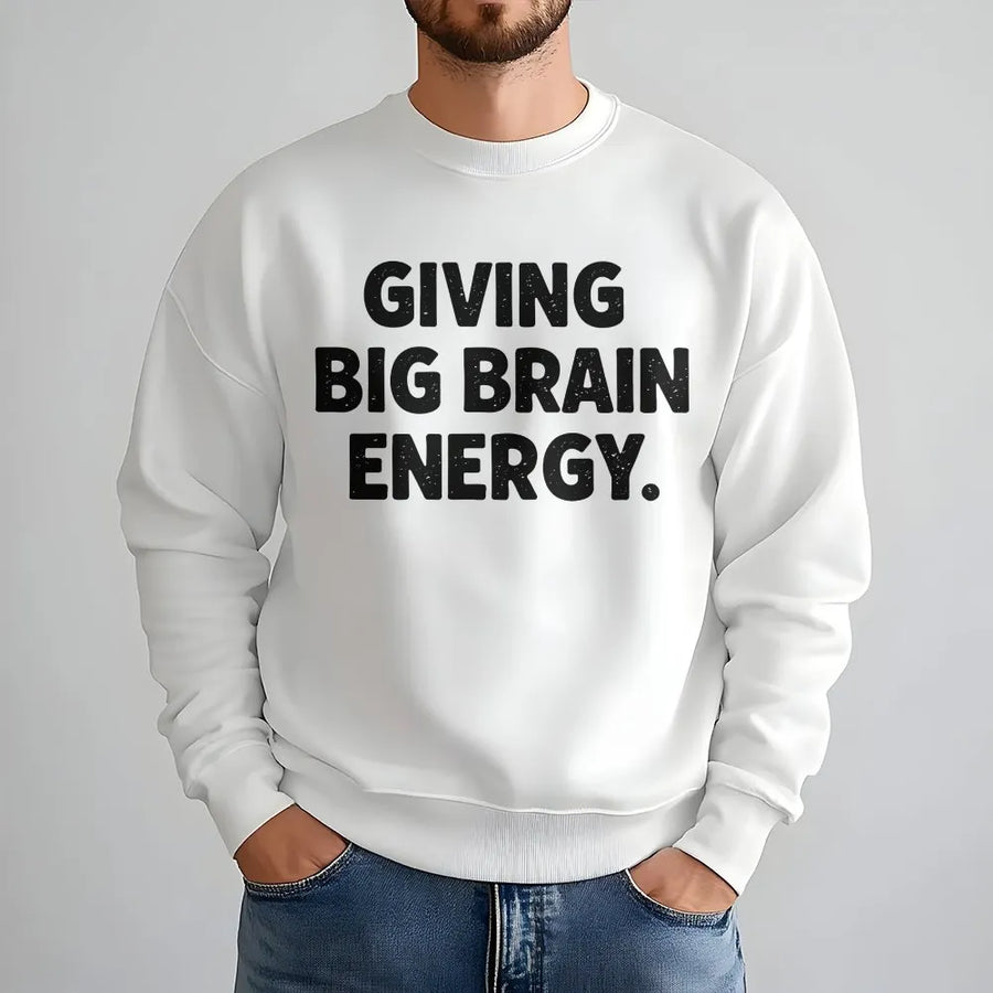 Funny Test Day Sweatshirt | 'Giving Big Brain Energy' Graphic Tee | Premium Cotton Shirt | Gift for Students & Teachers