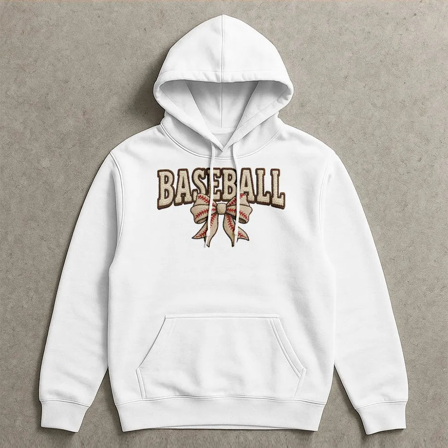 Baseball Bow Hoodie | Preppy Sporty Aesthetic Sweatshirt | Premium Cotton Blend | Gift For Softball Mom Player Teen Girl
