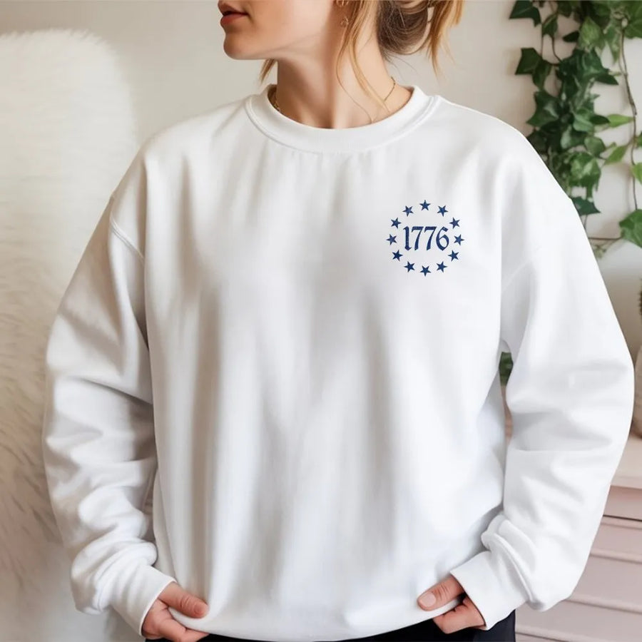 1776 Sweatshirt | American Revolution 13 Stars Design | Premium Cotton | Patriotic Gift for Men & History Buffs