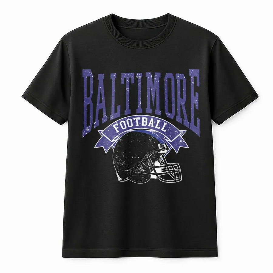 Baltimore Football T-Shirt | Vintage Helmet Graphic Design | Premium 100% Cotton Tee | Gift for Football Fans & Sports Lovers