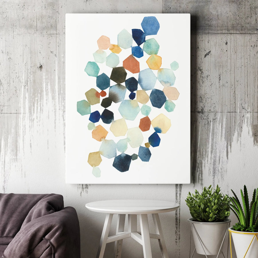 Abstract Geometric Canvas Art | Watercolor Hexagon Wall Print | Premium Fade-Resistant Ink | Modern Home Office Decor Gift