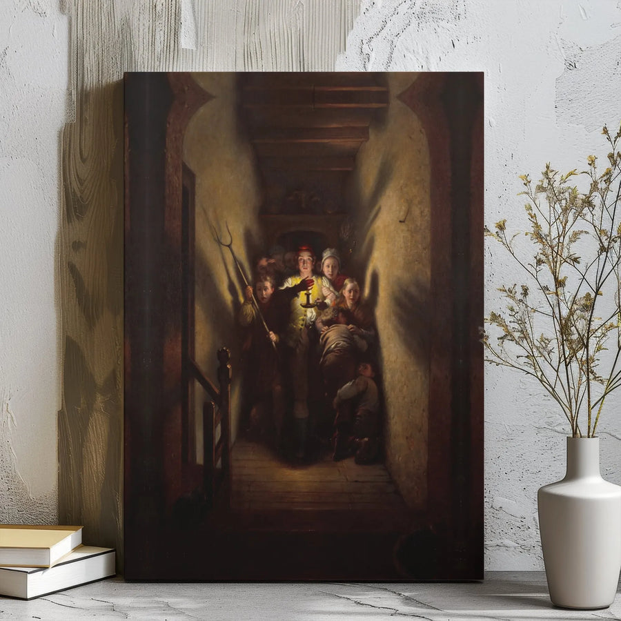 Children Frightened by a Ghost Canvas Print | Ferdinand De Braekeleer Wall Art | 1.25" Gallery Wrap | Gothic Horror Home Decor Gift