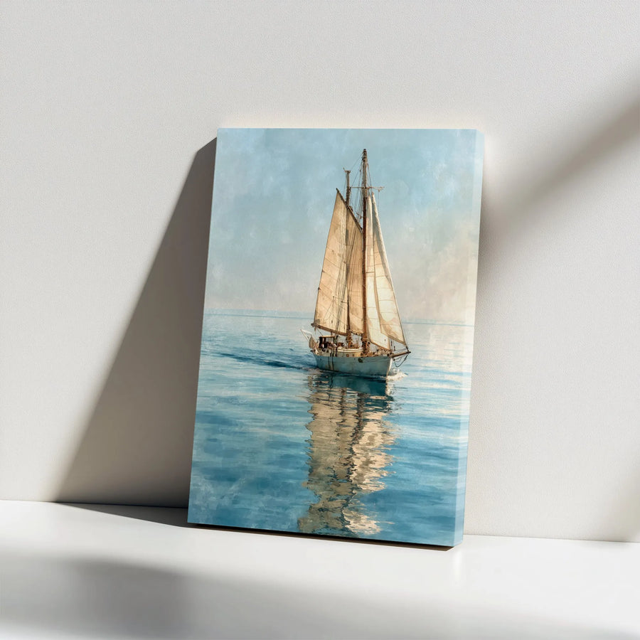 Sailboat Canvas Wall Art | Vintage Sailing Ship Painting | Premium Canvas Print | Coastal Home Decor Gift for Sailor