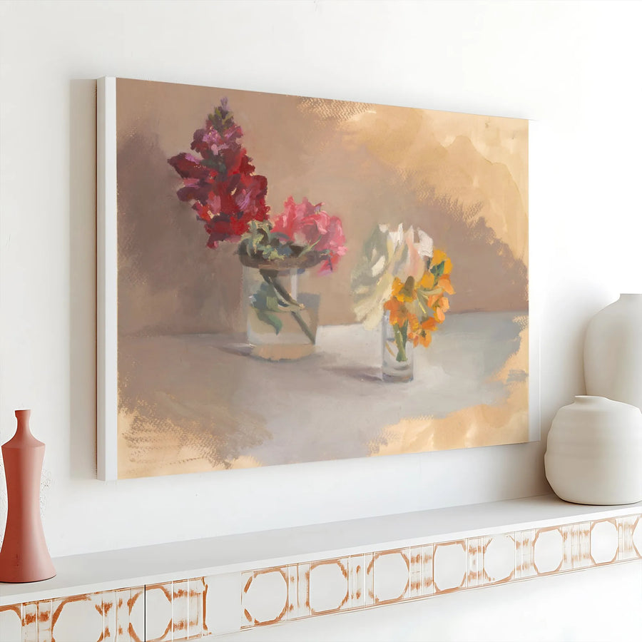 Floral Still Life Canvas Wall Art | Impressionist Flower Painting Print | Premium 1.25" Thick Gallery Canvas | Modern Farmhouse Home Decor Gift